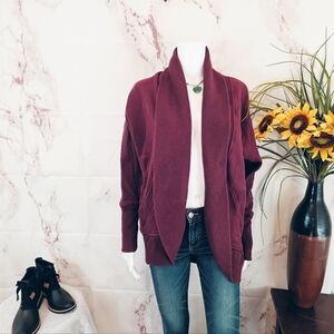 Woolrich Eggplant Purple Super Soft Fleece Lined Open Shawl Collar Cardigan S